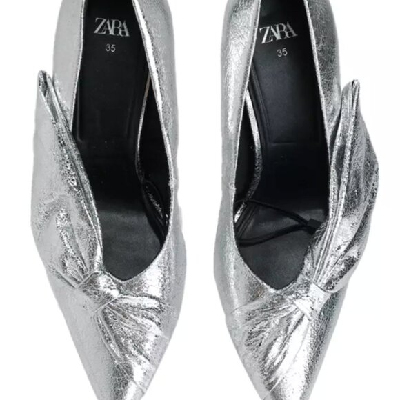 Silver Metallic Bow Heels - BRAND NEW - Picture 10 of 10